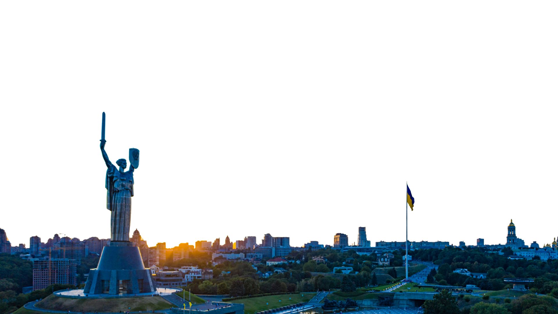 Kyiv skyline at sunset